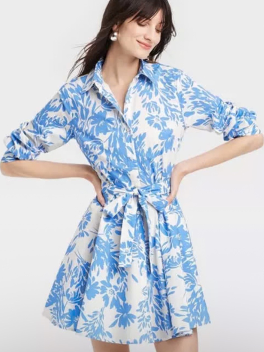 NWT A New Day White Blue Floral Button-Down A Line Dress (XXL)